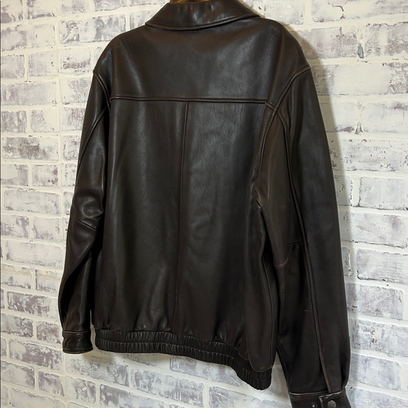 Daniel Cremieux Mens Large Lambskin Leather Zip Jacket Brown Bomber Elevated - Picture 6 of 16